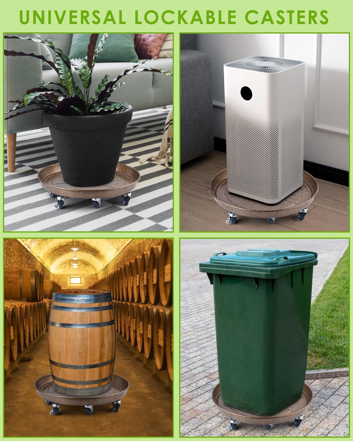 PACETAP 2Pack 20'' Extra Large Plant Stand with Lockable Wheels, Heavy-Duty Metal Plant Caddy with Casters for Indoor and Outdoor