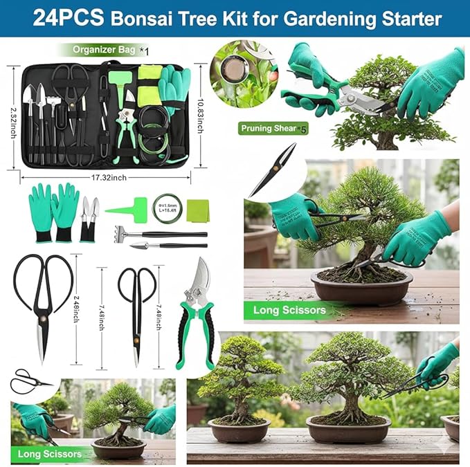 Bonsai Tools Kit - Bonsai Kit, Bonsai Tree Kit, Bonsai Wire Kit, Bonsai Tools Set, Bonsai Starter Kit, Bonsai Pruning Kit, Bonsai Tools for Beginners, Bonsai Care Kit, Bonsai Trimming Kit
