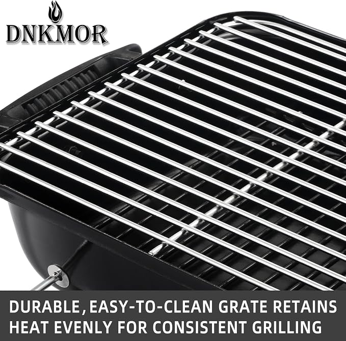 Portable Charcoal Grill, Tabletop Outdoor Barbecue Smoker, Small BBQ Grill for Outdoor Cooking Backyard Camping Picnics Beach,BLACK