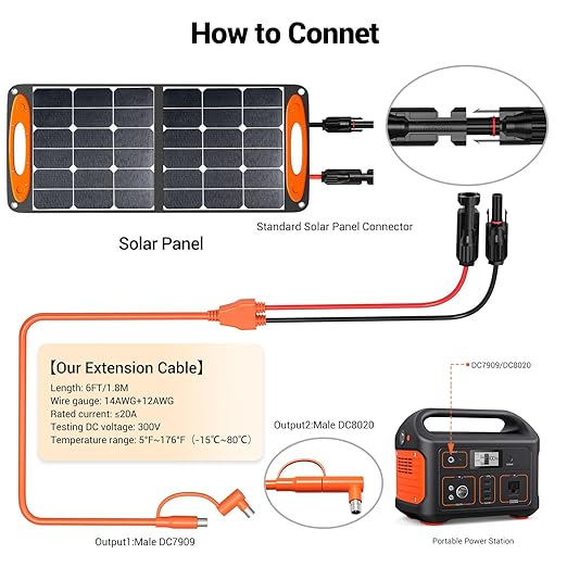 10FT Solar Connector to 8mm Adapter Cable with DC8020/7909 Compatible with BLUETTI, Yeti, Anker, Jackery Portable Power Station for Camping, RV, Emergency Use