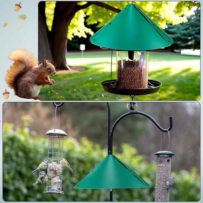 Domensi 4 Sets 18 Inches Squirrel Baffle for Bird Feeder Pole, Outside Pole Mount House Guard Bird Feeder Baffle for Shepherd's Hook, Preventing from Squirrels, Raccoons(Green)