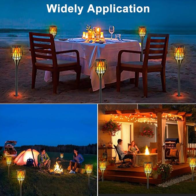 Solar Torch Lights Outdoor with Flickering Flame, Upgraded 96 LED 43 Inch Waterproof Dancing Flames Solar Garden Lights, Auto Dusk to Dawn Landscape Decoration Pathway Patio Lights, 4 Pack