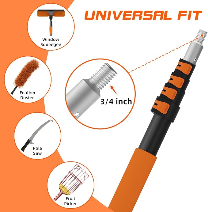 26FT Reach Pole Saws for Tree Trimming, Manual Pole Saw with 5-20FT Telescoping Extension Pole, Pruning Saw with 17" 3X Detachable Saw, Branches Pruner for Garden, Palms & Shrubs Yard Maintenance