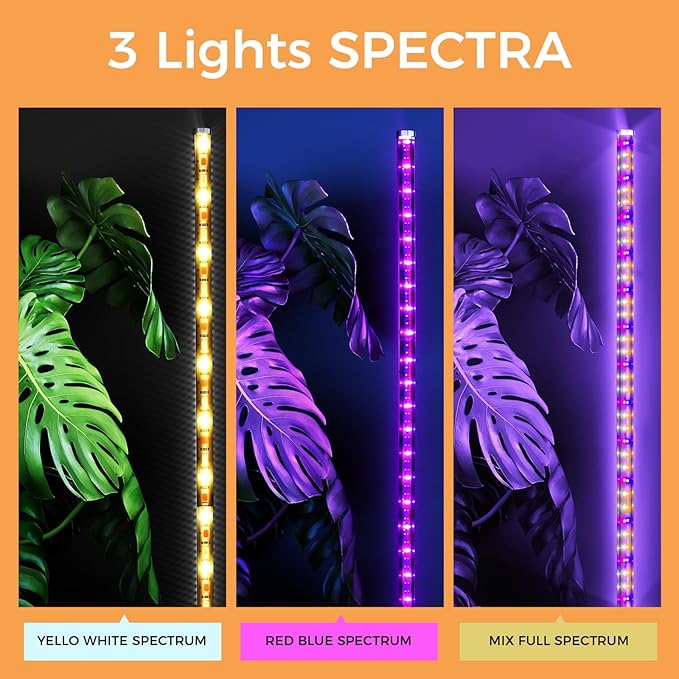 Grow Lights for Indoor Plants, 44W 48 Led Full Spectrum Plant Light, 2.7FT Adjustable Length Standing Grow Light with Timer/Six Leg Base for Greenhouse/Garden