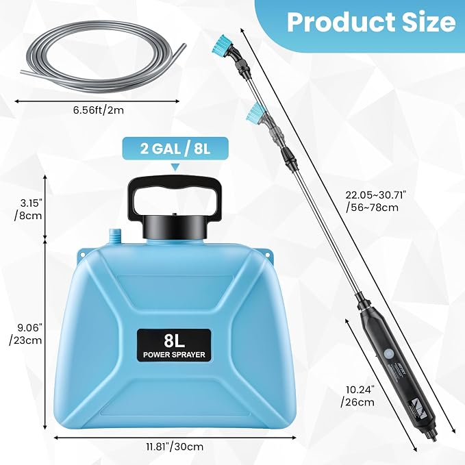 2 Gallon Electric Pump Sprayer in Lawn and Garden, Backpack Weed Sprayer, Battery Powered Garden Sprayer with Retractable Wand and 4 Nozzles, USB Fast Charging