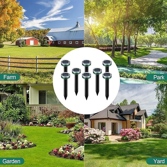 Ultrasonic Mole Repellent Solar Powered,Gopher Mole Repeller for Lawn Garden Yard, Effective Sonic Rodent Repellent for Voles Snakes Rats