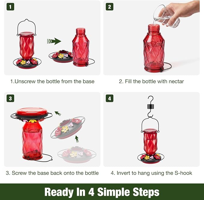Kingsyard Hummingbird Feeders for Outdoors Hanging + Kingsyard Hummingbird Feeders for Outdoors Hanging