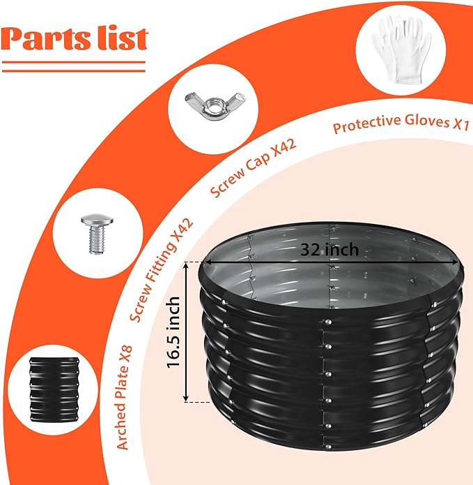 YSEJOMP 32 Inch Round Galvanized Fire Pit Ring/Fire Ring - Foldable and Perfect for Outdoor Gatherings and Campfires in The Yard/Garden/Park/Beach (Black+Gray, 2.7 FT Diameter+1.5 FT Tall)