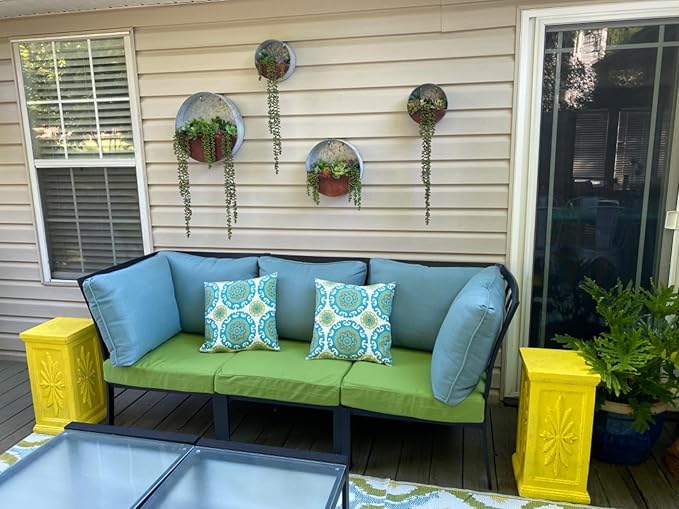 FLYMEI Patio Cushion Covers 22x20x4 Waterproof Outdoor Cushion Cover Replacement 2Packs Outdoor Seat Cushion Slipcover for Rattan Chair Sofa, Green