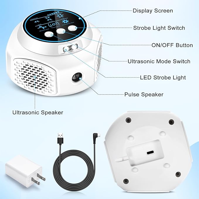 Ultrasonic Pest Repellent, Keep Away Mouse Rat Squirrel Bat Roache Spider, Plug in Mouse Trap Indoor for Home Mice Repellent Rodent Repellent, Suitable for Room, Attics, Garages(White)