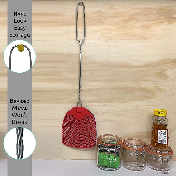 W4W, Bug & Fly Swatter Braided Metal Handle 6 Pack Fly Swatters Indoor/Outdoor flyswatter