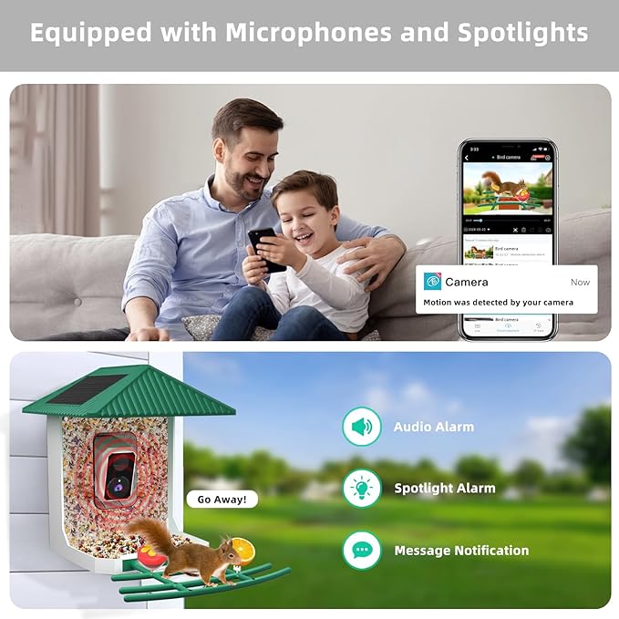 Uniter® 2.5K Smart Bird Feeder with Camera, 5G &2.4G WiFi, Solar Video Birds Feeder with AI Identify Birds Species, Live View, Capture Bird Video, Instant Arrival Alerts, Ideal Gift for Mother's Day