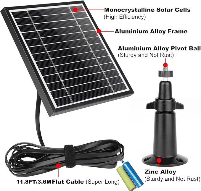 UYODM Solar Panel Charger Compatible with Blink Video Doorbell/Blink Outdoor 4(4th) / XT3 / XT2 / XT Cam,Power Your Doorbell or Outdoor Cam Continuously with 11.8 Ft Cable,AL Alloy Frame Durable
