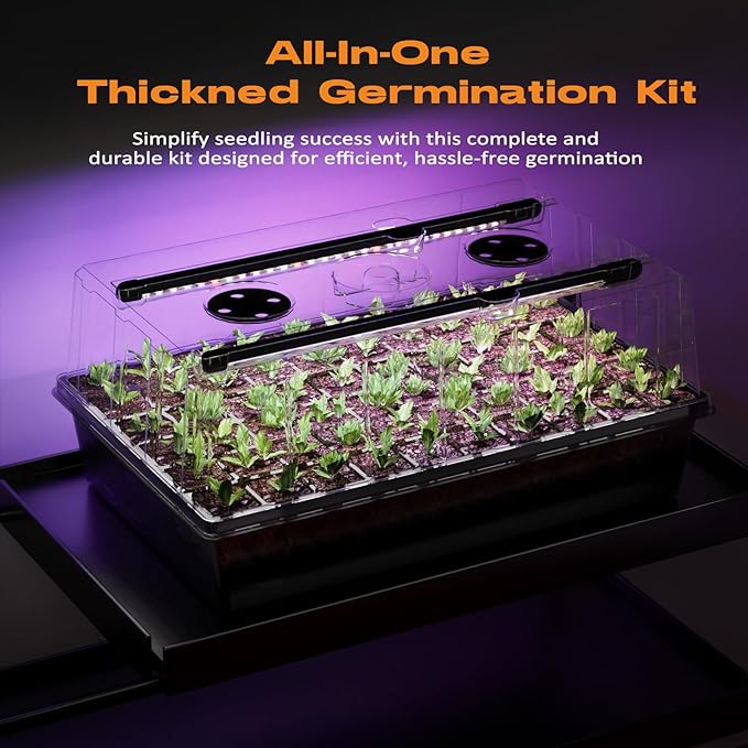 Patigrow 120-Cell Self-Watering Seed Starter Tray with Grow Light, Seed Starter Kit with 4.07” Humidity Dome, Indoor Seedling Starter Tray, Seed Starting Trays for Plant Germination, Seeds Growing