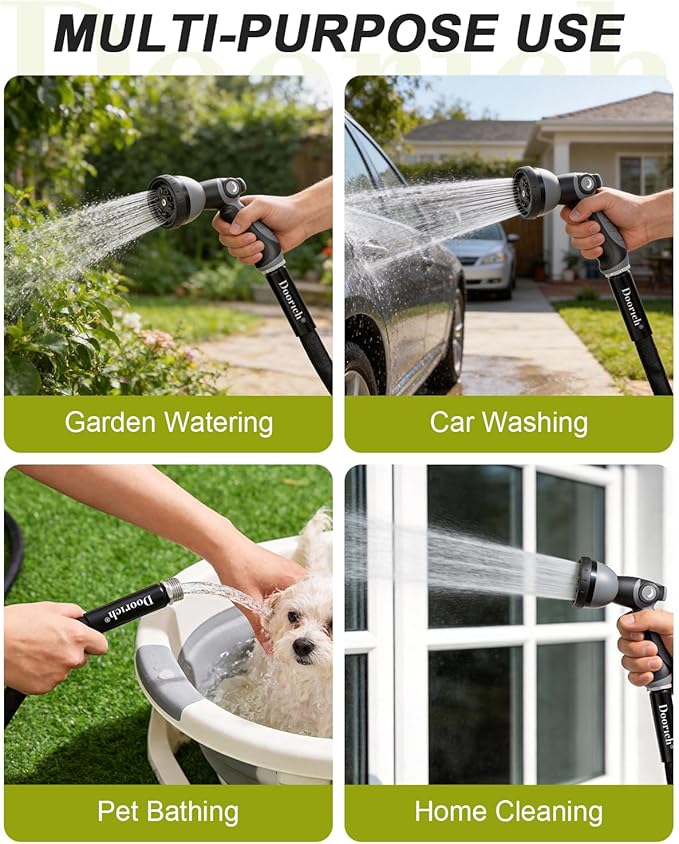 Garden Hose, Lightweight, Ultra Flexible, Durable, Kink-Free Water Hose - Made of TPU, Drinking Water Safe Material, Non-Shrinking, Easy to Store, All-Weather, Black (50 FT)