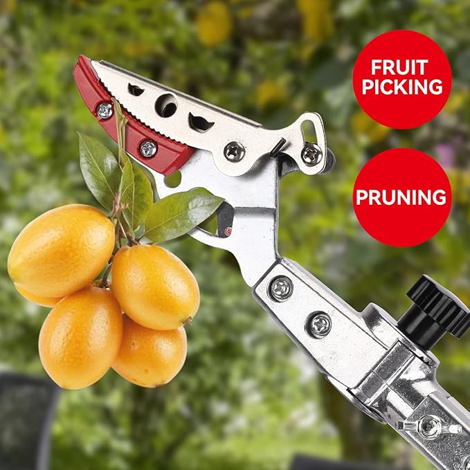 LeafLux Extendable Tree Cutter, 3.67-5.45 FT Telescopic Pole Pruner, Lightweight Aluminum Handle, Teflon-Coated Blade, Cuts Up to 1/2 Inch, Ideal for Fruit Picking & Tree Branch Cutting | LFX101