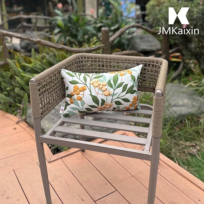 Pack of 2 Patio Lumbar Pillows, 12"x20" Fade Resistant Outdoor Waterproof Lumbar Pillow with Inners, Decorative Garden Lumbar Cushions for Home Patio Terrace Sofa Use