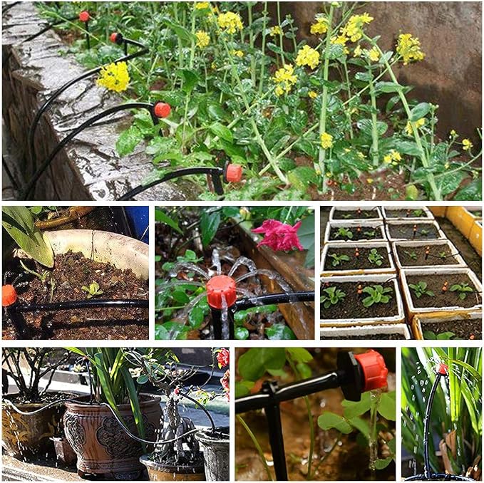 Bonviee 200ft 1/4 inch Drip Irrigation Tubing – Flexible, Durable Garden Watering Hose, Compatible with 1/4" Barbed Tee Fittings, Micro-Emitters & Misters, Easy Install for Home Garden & Raised Beds