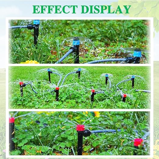 82FT Drip Irrigation Kit, 1/4-inch Drip Irrigation Emitter, Fan-Shaped Drip Irrigation Emitter, Quick-Connect Automatic Drip Irrigation System, Suitable for Watering Plants in Flowerpot Elevated Bed.