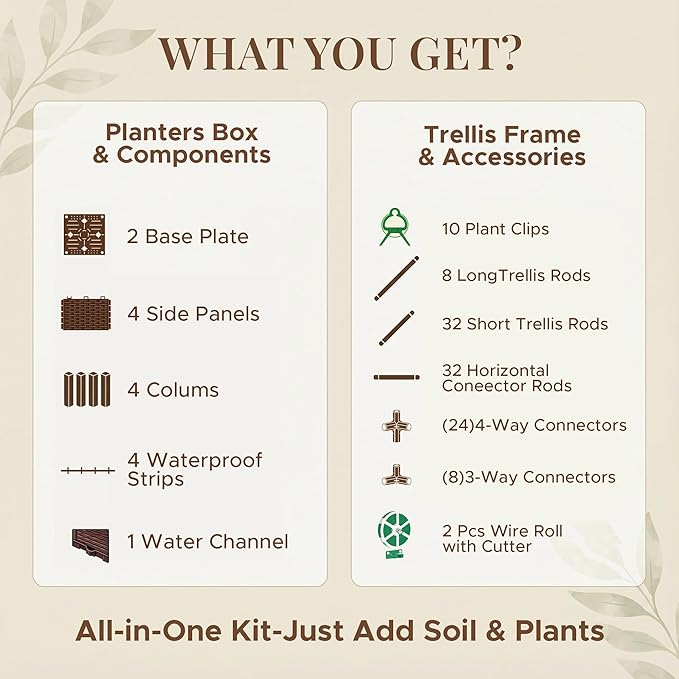 2 Pack Tomato Planter with Trellis 43 Inch, Self Watering Planter Box with Trellis, Vertical Raised Garden Bed Planter for Climbing Vegetables Indoor Outdoor Patio