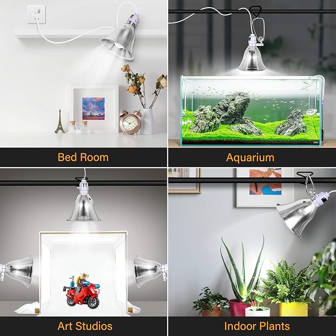Simple Deluxe Clamp Lamp Light 60 Watt with 5.5 Inch Aluminum Reflector (no Bulb Included), 6 Feet Cord, 1 Pack, White