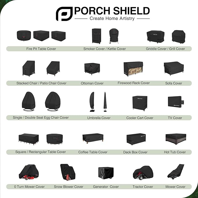 Porch Shield Patio Chair Covers - Waterproof Outdoor Lounge Deep Seat Adirondack Chair Cover - 34W x 37D x 36H inch, Black