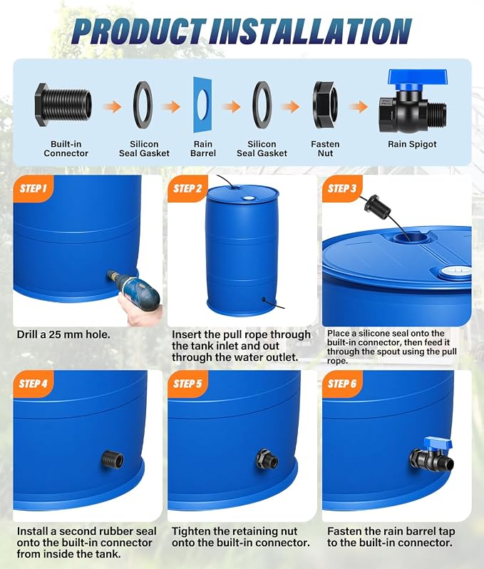 2026 Upgraded Rain Barrel Diverter Kit, Rainwater Collection System with Built-in Filter Screen, Fits 2x3 or 3x4 inch Standard Downspout, Includes 3/4’’ GHT Rain Barrel Spigot, 39.37’’ Hose, White