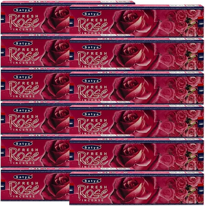 Fresh Rose Incense Sticks and Incense Stick Holder Bundle Insence Insense Satya