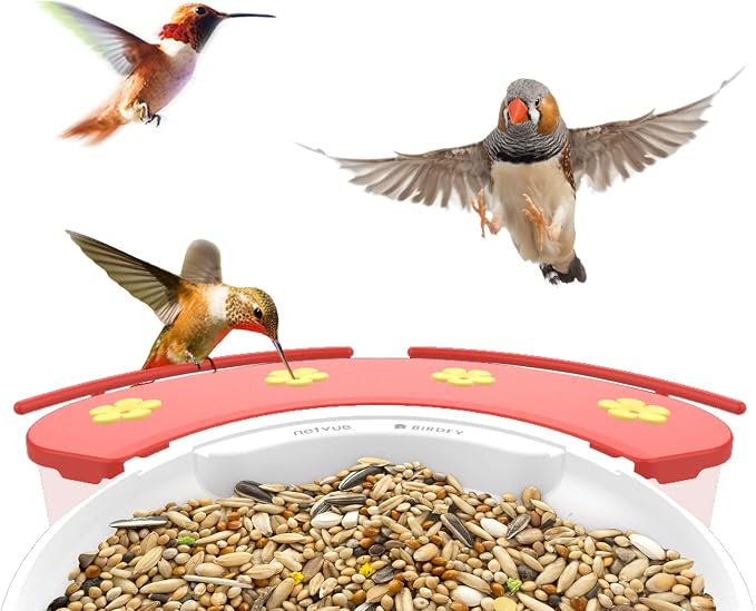 NETVUE Hummingbird Feeder Perch, Compatible with Birdfy, Attract Hummingbirds, 18.3 oz Capacity, 2 in 1 Bird Feeder, Ideal Gift for Hummingbird Lovers