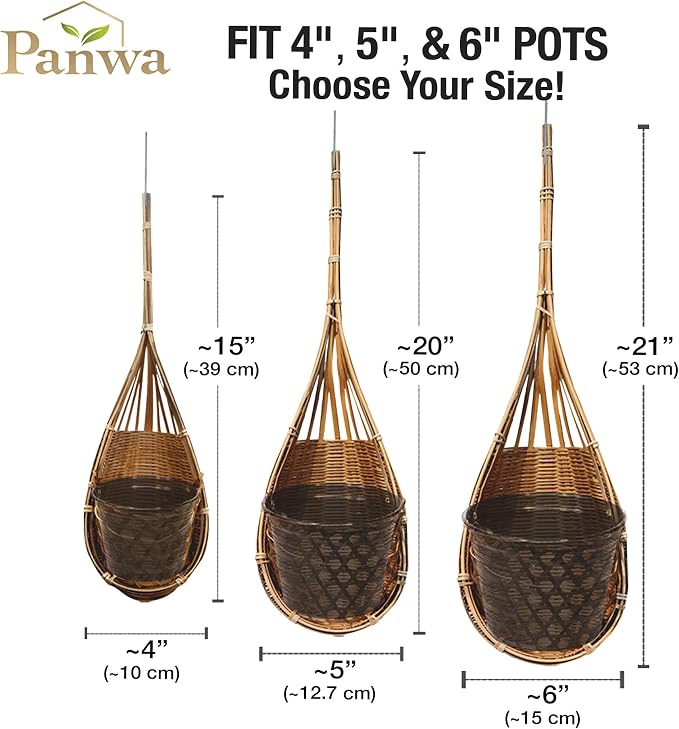 Handmade 100% Thai Bamboo Hanging Orchid Basket – 4 Inch, 5 Inch, 6 Inch (Triple Set)