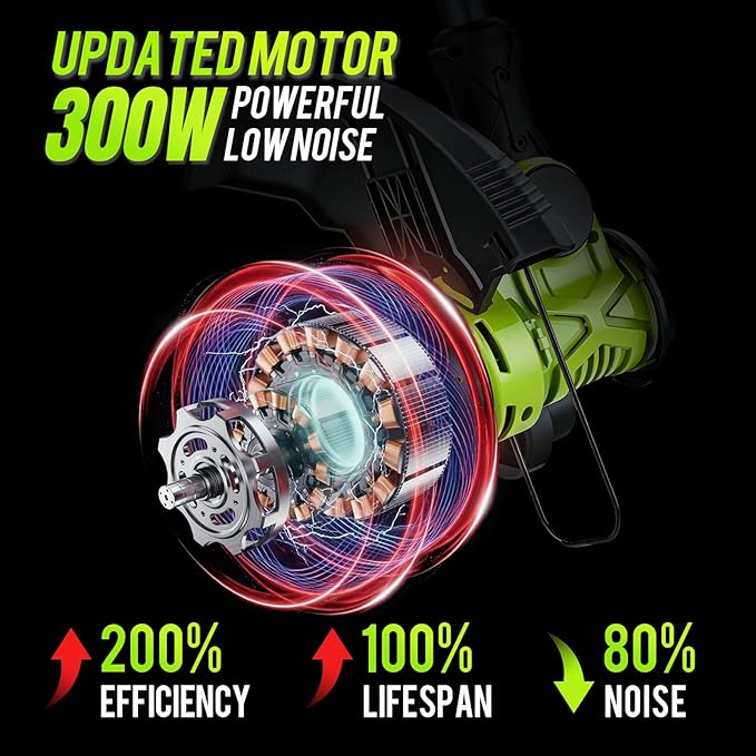 20V Cordless String Trimmer, 2x4Ah Grass Trimmer&Edger with 8 Replacement Spools, Battery Powered Weed Trimmer with Auto Line Feed for Garden, Lawn, Green
