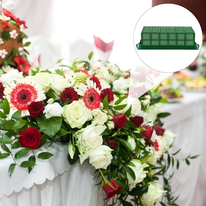 Hahood 2 Packs Floral Foam Cage Rectangle Flower Cage Holders with Floral Foam Flower Arrangement Supplies for Fresh Flowers, Home Wedding Decorations, 11.8 x 4.3 x 3.1 Inches