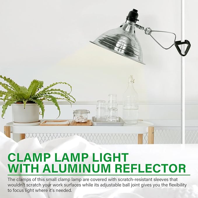 Simple Deluxe Clamp Lamp Light 150 Watt with 8.5 Inch Aluminum Reflector (no Bulb Included), 6 Feet Cord, 6 Pack, Black