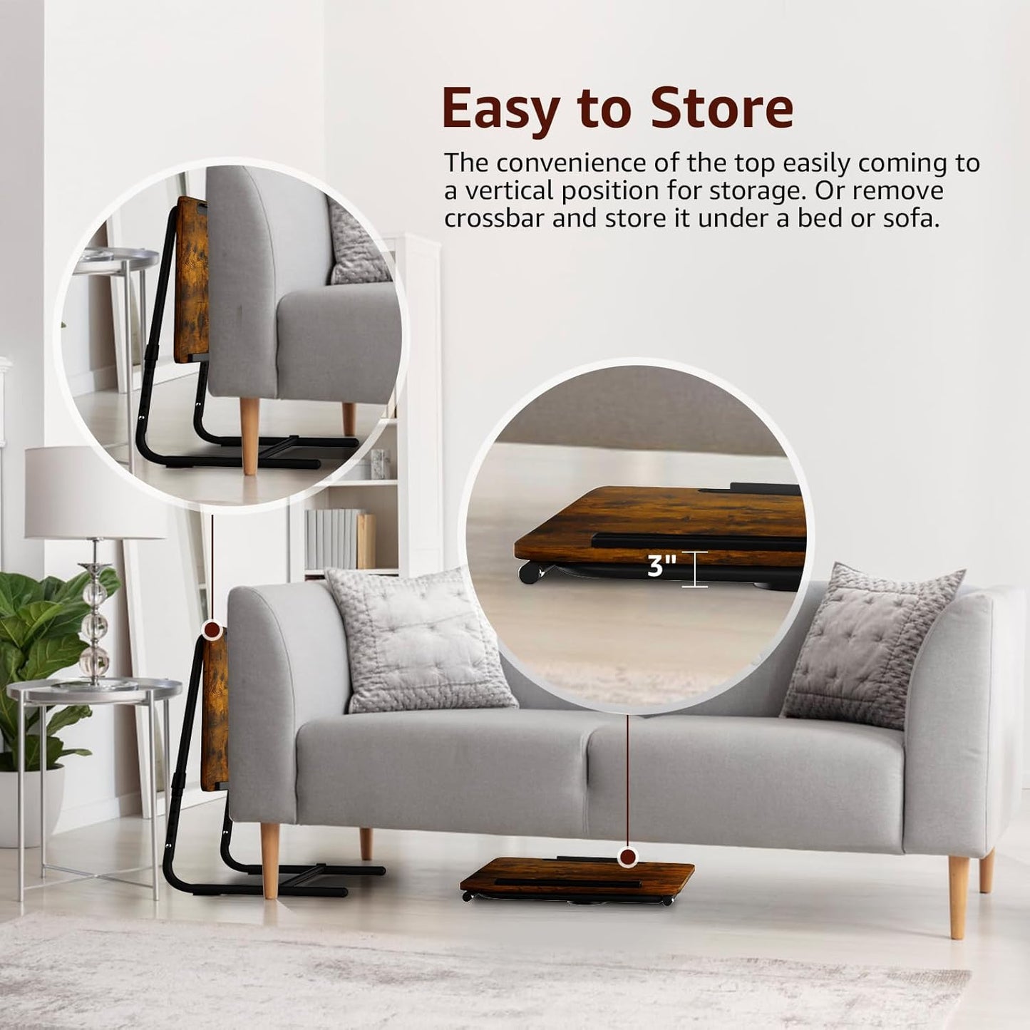 Folding TV Tray Adjustable Dinner - Trays for Eating On Couch Wooden Tables Mate Stand Foldable Desk with Cup Holder Portable