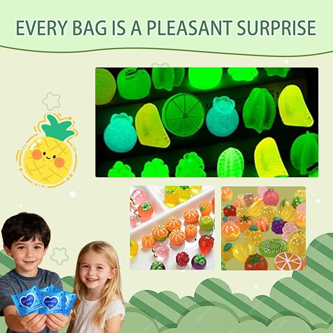 Mini Glow In The Dark Animal Resin Models, Resin Animals Mystery Bags, Individually Wrapped Blind Bags Tiny Animal Figurines, Collectible Mini Animals For Fairy Garden, DIY Crafts (200, Fruit)