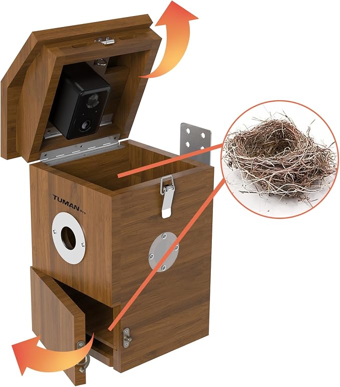 Smart Solar Powered WiFi Camera Birdhouse AI Bird Recognition | App Control Watch Bird Nesting Hatching in Real Time,IP65 Waterproof Teak Birdhouse