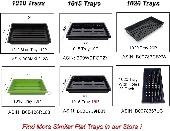RooTrimmer 10 Pack 1020 Trays, Extra Thick Heavy Duty Seed Starting Trays - No Holes, No Leak, Reusable Propagation Flats for Microgreens, Seedlings, Plant Germination, Fodder and Transplant