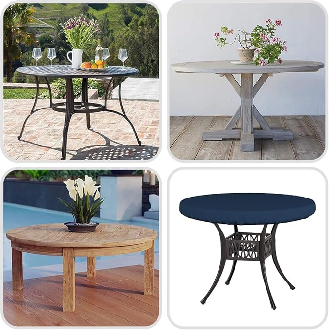 Covers & All Round Table Top Cover, 12 Oz Waterproof UV & Weather Resistant Patio Table Cover, Outdoor Table Cover for Patio Outdoor Furniture & Coffee Table (30" Dia x 4" H Inches, Blue)
