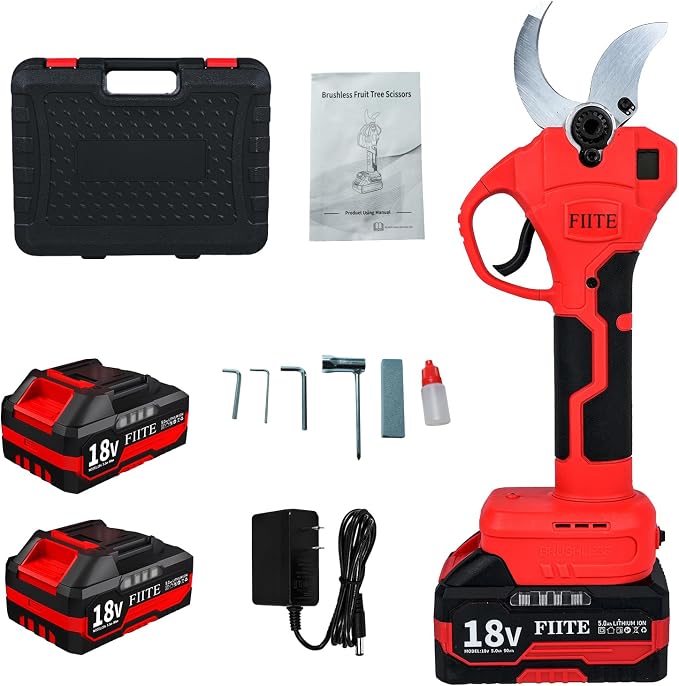 Brushless Electric Pruning Shears, 40mm 1.6'' Cutting Diameter Portable Cordless Pruning Shears with LCD Display Garden Shears & 2 * 5.0Ah Rechargeable Batteries and Toolkit for Garden Tree Branch