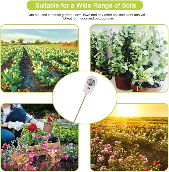 Soil Test Kit, 3-in-1 Soil PH Meter, Soil Moisture Meter, Fertility Soil Tester, pH Meter for Soil, Soil Tester for Garden, Farm, Lawn, Indoor & Outdoor Use
