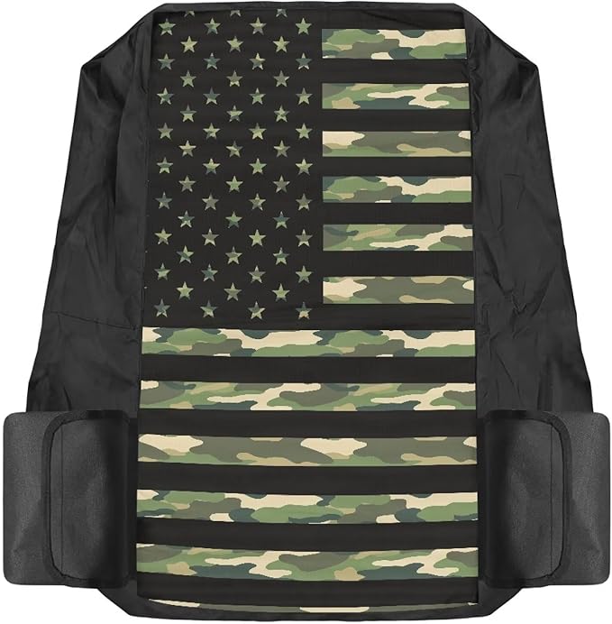 American Flag Riding Lawn Mower Seat Cover for Tractor Accessories Camo Tractor Seat Cover with Drink Pouch Compatible with John Deere Cub Cadet, for Kubota