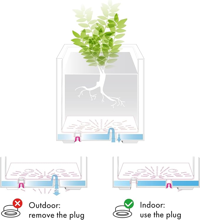Deroma Millennium Planter | 23” x 10” x 10" Rectangle | Light & Durable Plastic | Indoor or Outdoor Pot for Patio/Porch | Includes Water Reserve & Drain Plug | Pot for Plants, Flowers, Garden | Black