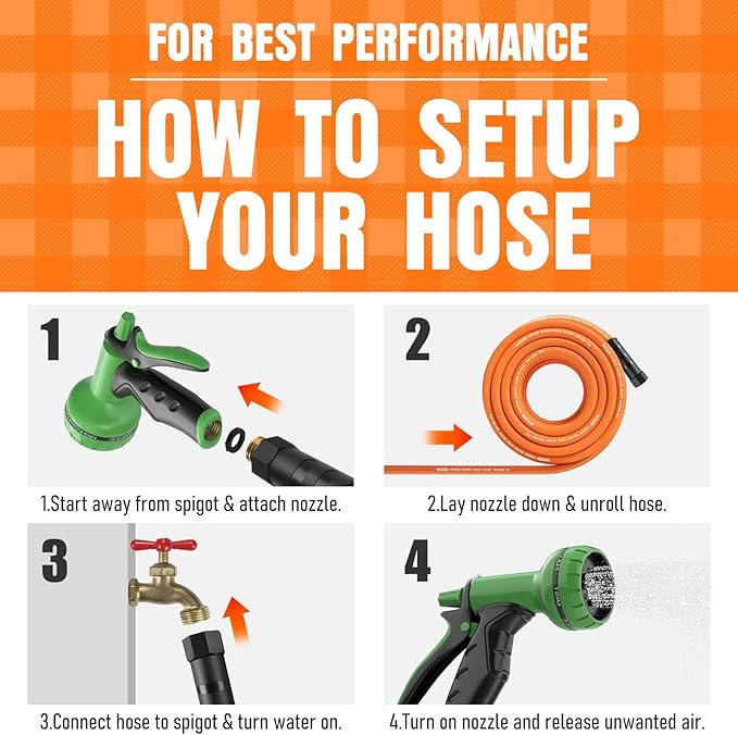Garden Hose 75 ft x 5/8", NON-EXPANDING Flexible Water Hose, Kink Resistant Lightweight Hybrid Hose, Leakproof Yard Hose with Male to Female Fittings