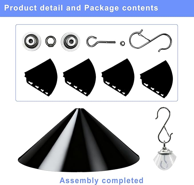 Squirrel Baffle for Bird Feeder Pole - 19 Inch for Protects Hanging Feeders (1 Pack, Black)
