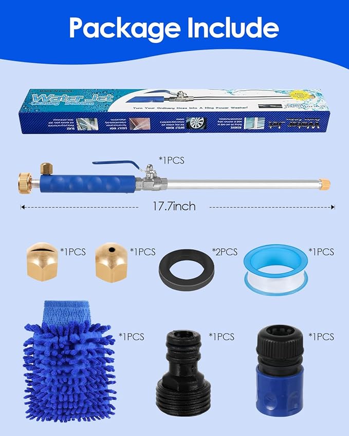 Jet Nozzle for Garden Hose 2-in-1 Jet Nozzle High Pressure Hose Nozzle with 2 Different Nozzles and Hose Quick Connectors for Car Pet Garden Cleaning
