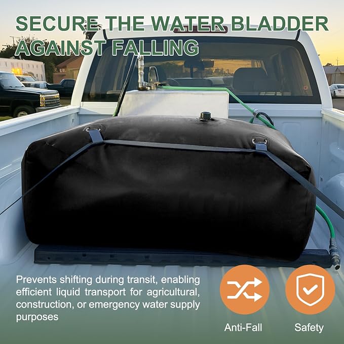 100 Gallon Water Bladder, 1000D PVC Foldable Portable Water Tank, Black Large Capacity Water Bag Container for Camping, Garden, Agricultural Irrigation, Drought Resistance, Emergency Supply