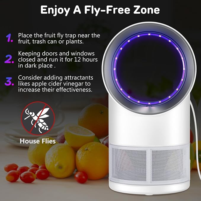 Fly Trap Indoor,Gnat Traps House Indoors, Indoor Insect Trap with Timer, Pack of 10 Refills (White)
