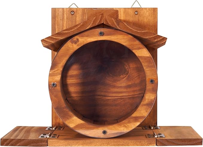 MIXUMON Wood Squirrel Feeder, Squirrel Feeders for Outside Winter, Wooden Chipmunk Feeder for Corn, Peanuts, Durable Box Easy to Fill with The Roof Can Be Opened