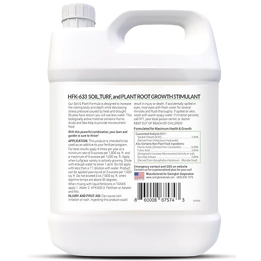 Covington PRO-LINE Humic Acid, Fulvic Acid, Kelp Seaweed Fertilizer (32oz), HFK-633 Superior Potassium Nitrate Root Growth Stimulant with Humic, Fulvic & Kelp Fertilizer for Plant & Tree Root Health