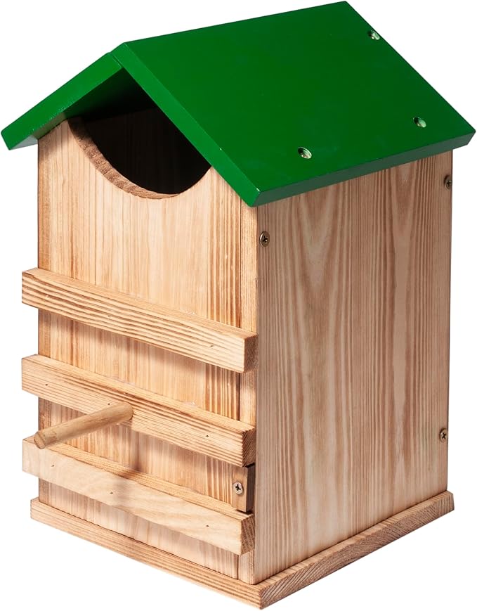 Screech Owl House Owl Box with Bird Stand Design, Nesting Box Wood with Mounting Screws, Cozy House for Lovely Birds, Easy Assembly Required